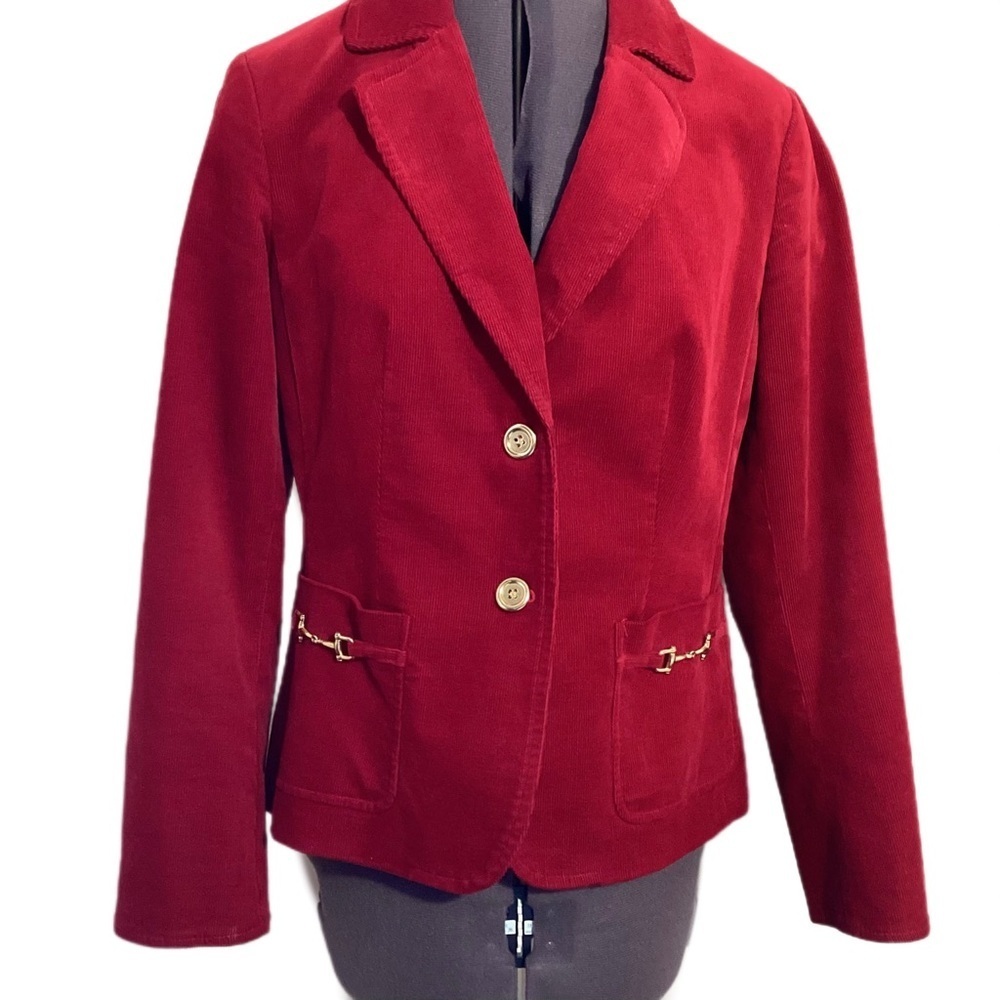 Talbots Classic Corduroy Horse-Bit Equestrian Blazer Jacket 8